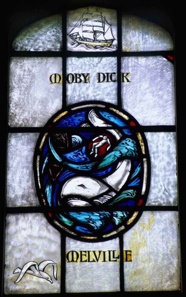 Charles J. Connick, Moby Dick, detail from window (1928) at Kenyon College, Gambier OH (photograph by Peter Cormack)