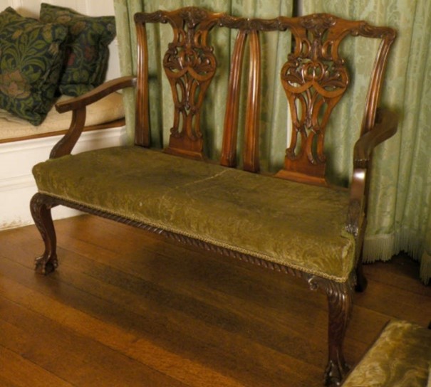 Reproduction, Chippendale, two-seater settee by Morris & Co. (left)  © NT Collections 1213945 