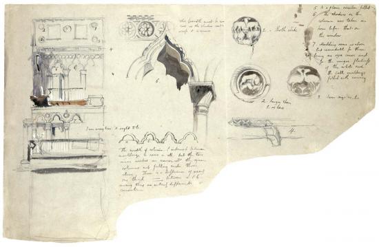 sketch of an architectural detail made by john ruskin for the stones of venice